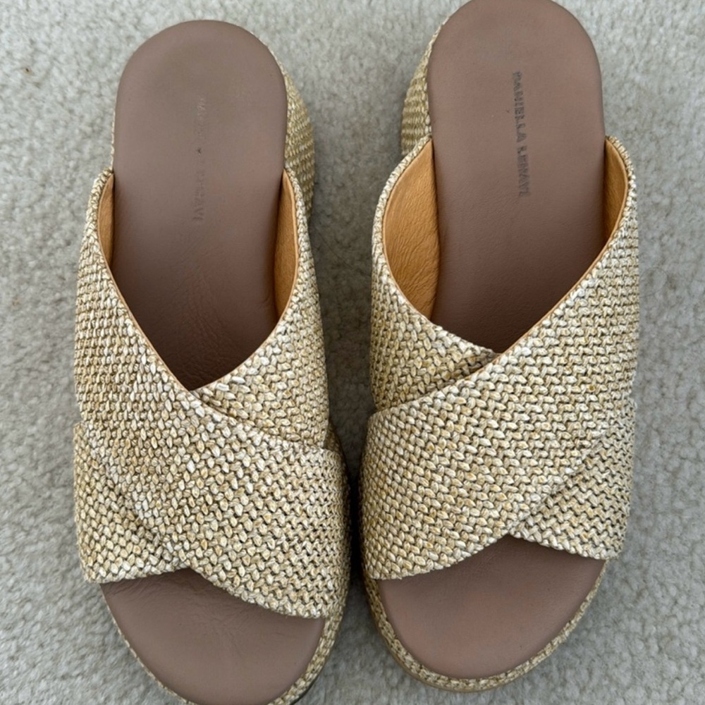 Woven Beige Slide Sandals